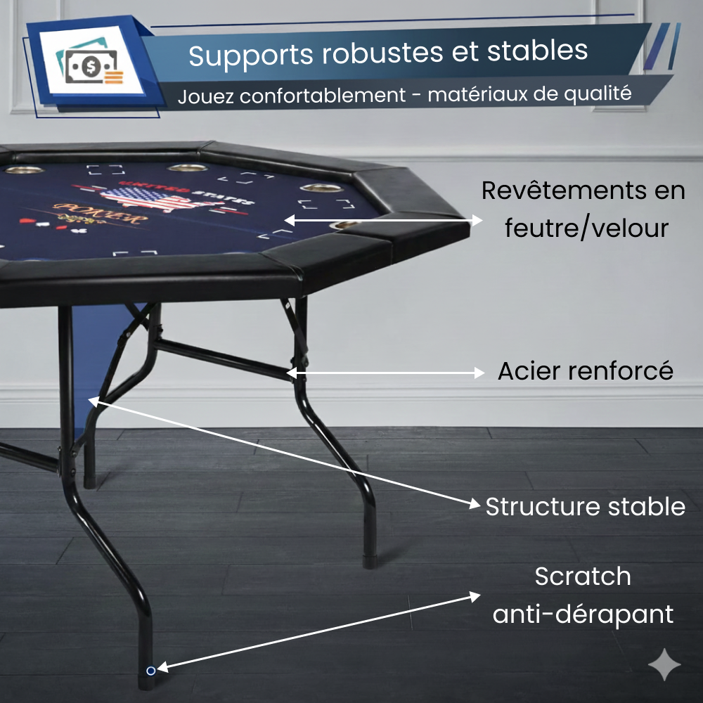 Table de poker ronde 130cm pliable