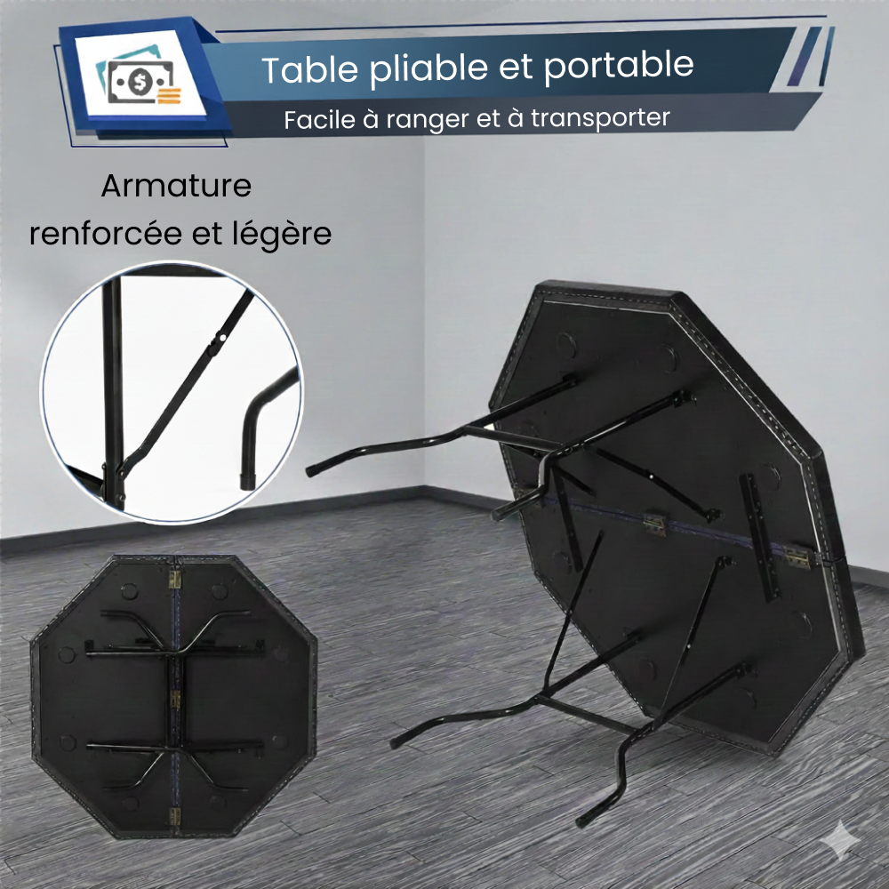 Table de poker ronde 130cm pliable