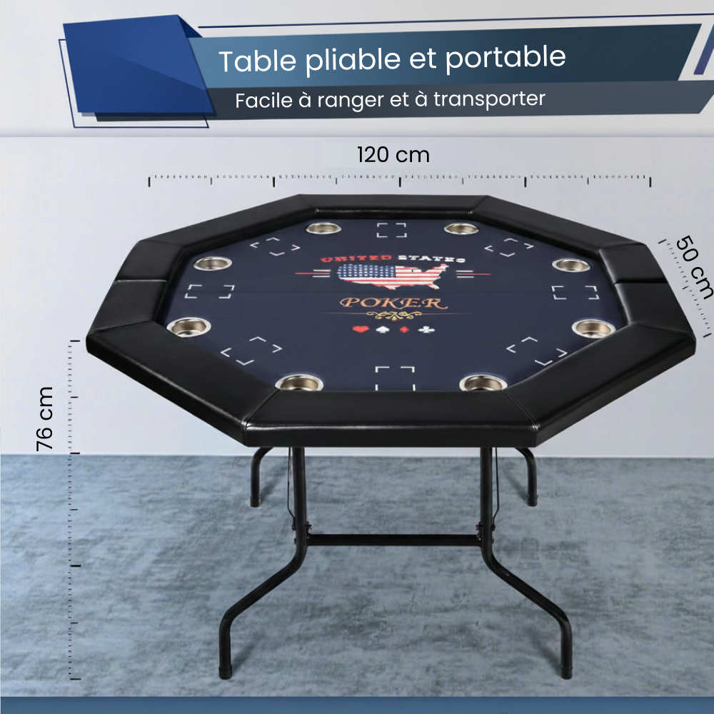 Table de poker ronde 130cm pliable
