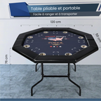 Table de poker ronde 130cm pliable