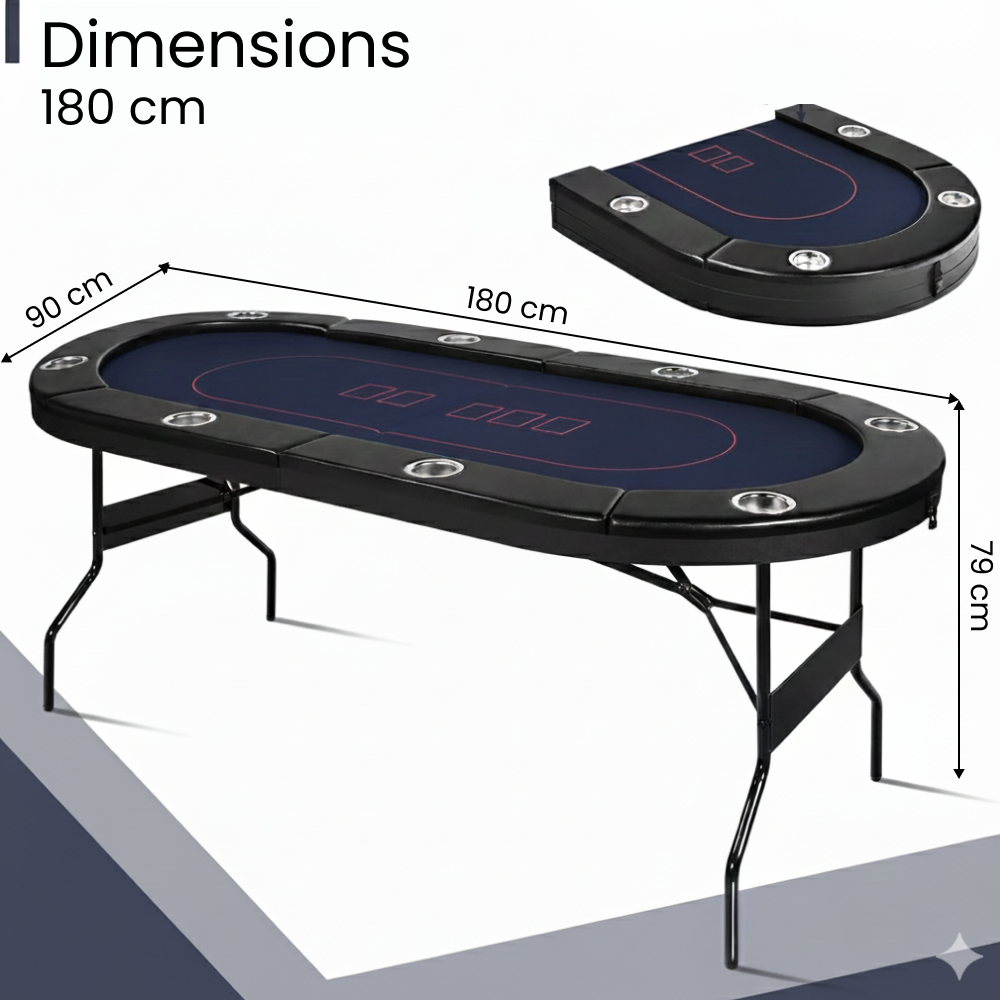Table de poker 180cm pliable 8 à 10 joueurs