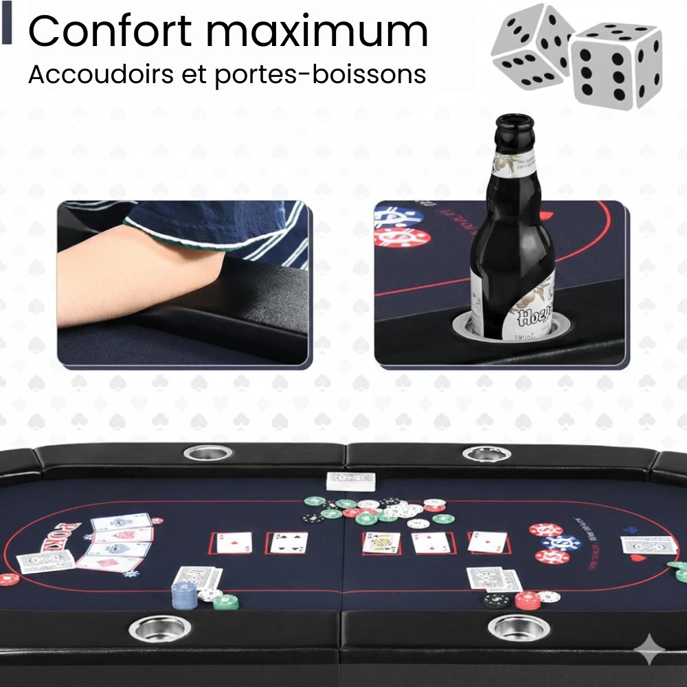 Table de poker 180cm pliable 8 à 10 joueurs